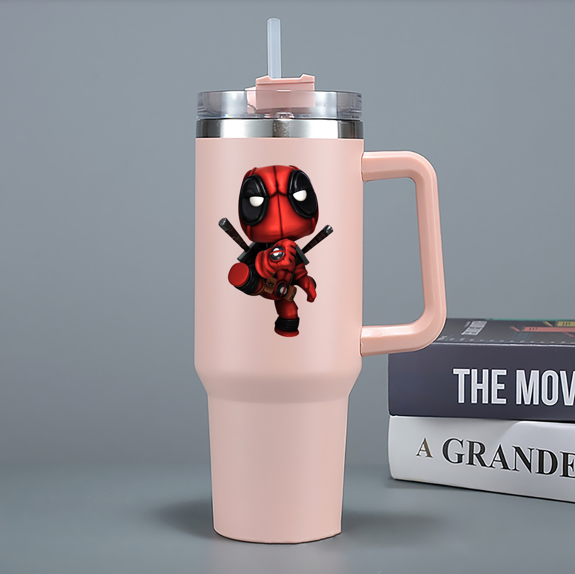（画像用） Deadpool デッドプール 1200mL車用タンブラー - クリスタルステッカー（プラスチックストロー付き）
